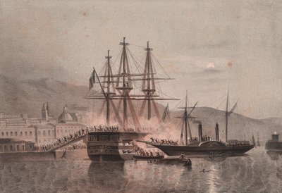 Neapolitan vessel Monarca attacked by Tuckery, in port of Castellammare by William Walcutt