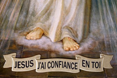 Notre Dame de Plaimpalais church. Jesus the Divine Mercy, I trust in you. France. by . .