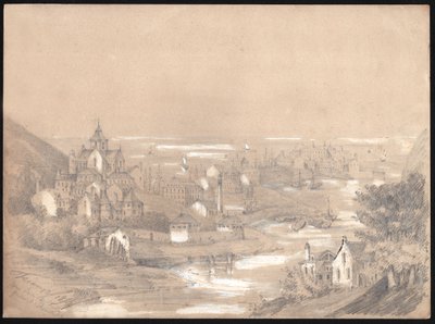 Panorama of the city of Fecamp, Normandy. 1841 by . .