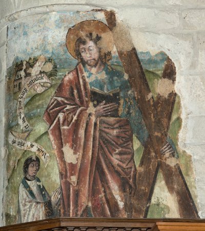 Parish church (Parochiekerk Onze-Lieve-Vrouw). Interior. The choir. Wall painting. by . .
