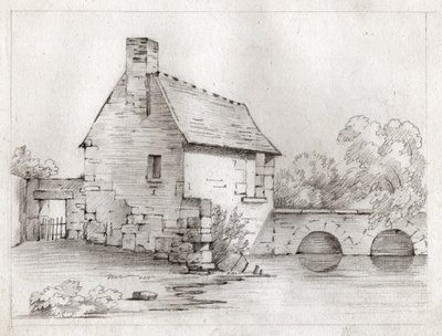 Peasant house on the edge of a river, circa 1830 by . .