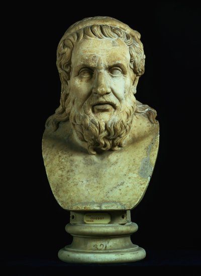 Portrait bust possibly of either Hesiod or Homer, copy of Greek 5th century BC original by Hippolyte Lalaise Devéria