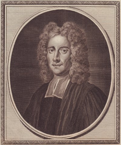 Portrait of English philosopher Samuel Clarke, copper engraving by John Goldar from painting by Gibson by William Walcutt