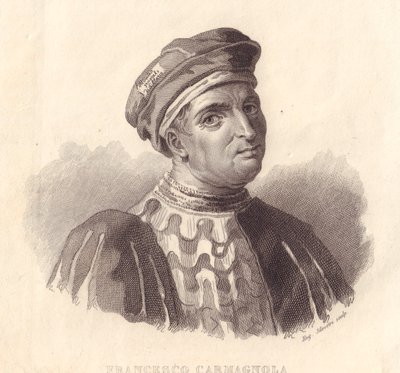 Portrait of Italian military leader Francesco da Bussone also known as Carmagnola, copper engraving by E Silvestri by William Walcutt