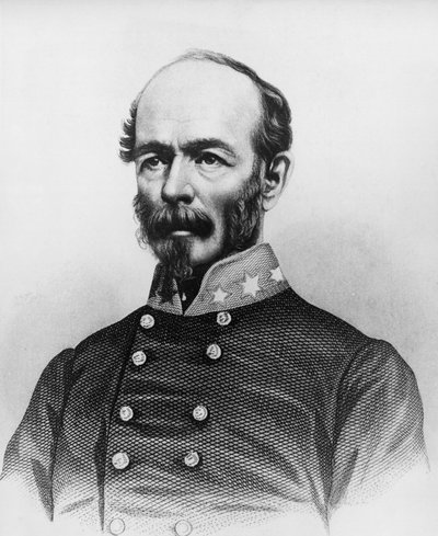 Portrait of Joseph Eggleston Johnston (1807-1891), American Army officer during Mexican-American War, Seminole Wars, and American Civil War, engraving by William Walcutt