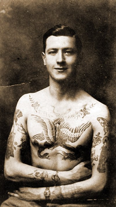 Portrait of a Man with Elaborate Tattoos c.1920 by Hippolyte Lalaise Devéria