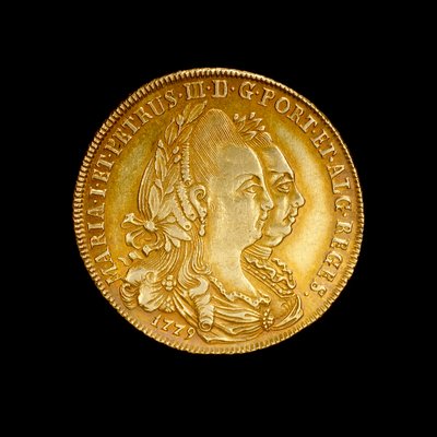 Portuguese Coin Depicting Queen Maria I and Her King Consort Pedro III by Hippolyte Lalaise Devéria