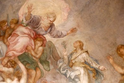 Santa Maria delle Vigne basilica. God the Father. Fresco. Genoa. Italy. by . .