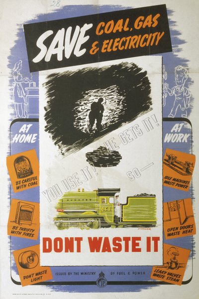 Save Coal, Gas & Electricity, Ministry of Fuel & Power poster by Ferdinand Georg Waldmuller