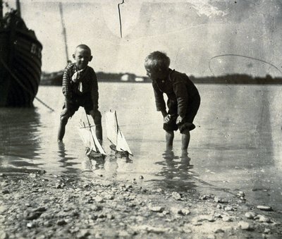 Beach Scene, Portrait of Two Boys, circa 1900-1905 by Frederick (attr. to) Barnard