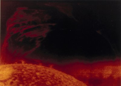 Solar Flare Seen in Helium 3 Light, Photographed from Skylab by Henry Charles Fehr