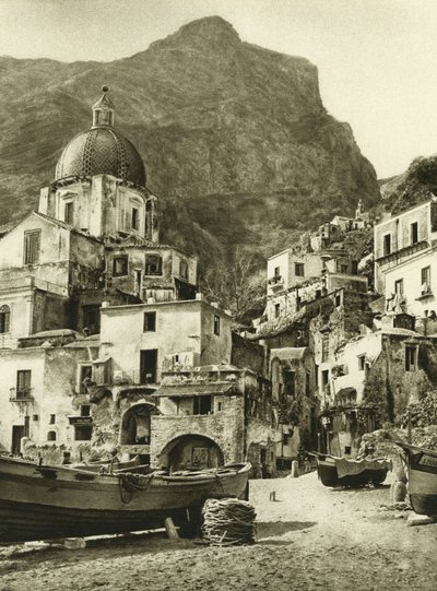 The town of the fishermen of Positano, on the Amalfi coast near Naples by Ferdinand Georg Waldmuller