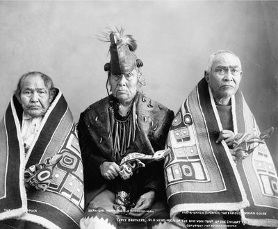 Three brothers, old head-men of the Kak-Von-Tons of the Chilkat tribe by . .