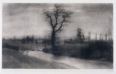 Winter Landscape: Solitary Tree by a Bend in a River by Ferdinand Georg Waldmuller