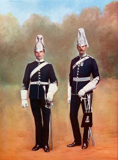Yorkshire Dragoons, Officer and Private, from Picturesque History of Yorkshire, published c.1900 by Ferdinand Georg Waldmuller