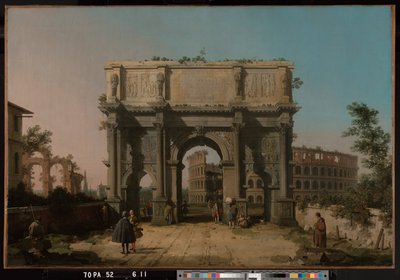 View of the Arch of Constantine with the Colosseum by Canaletto