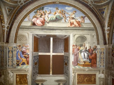 Cardinal and Theological Virtues, Wall of Justice, South by Raphael