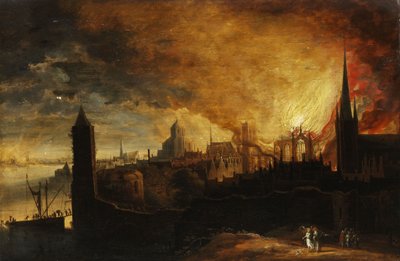 Burning City with Lot, the Angel and His Daughters by Anonymous