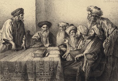 Judas Before the Sanhedrim by after Albert Robida