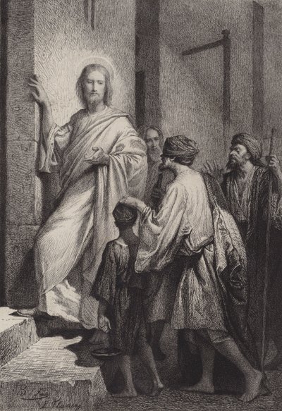 The Giving of Sight to the Blind Men by after Albert Robida