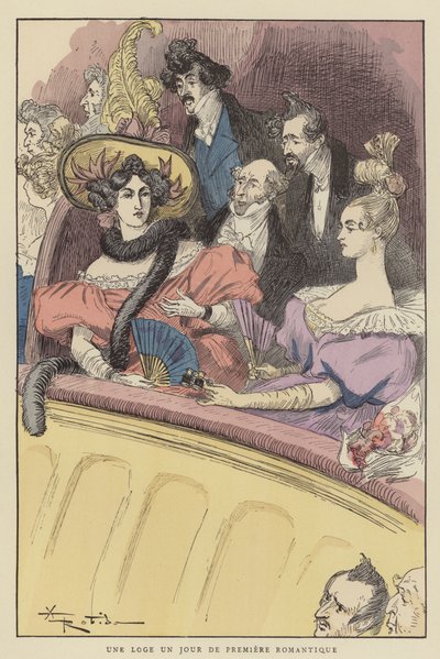 A Box on the Day of the Romantic Premiere by after Albert Robida