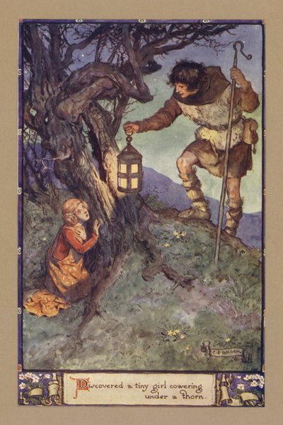 Discovered a tiny girl cowering under a thorn by after Charles Edmund Brock