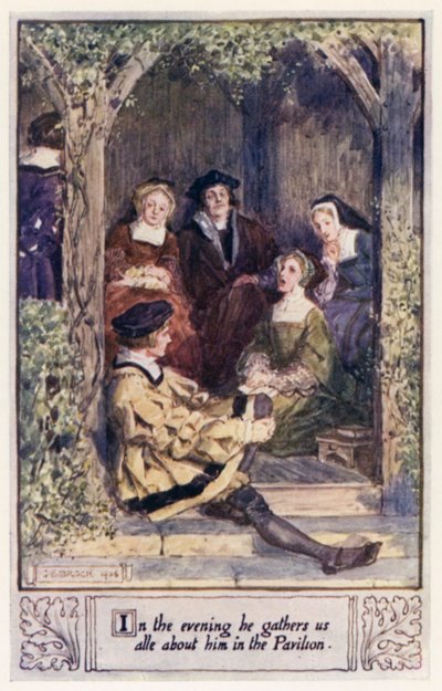In the evening he gathers us all about him in the Pavilion by after Charles Edmund Brock