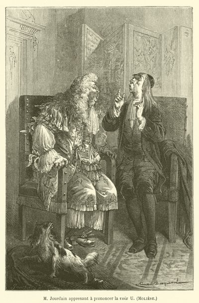 Mr. Jourdain Learning to Pronounce the Letter U, Moliere by after Emile Antoine Bayard