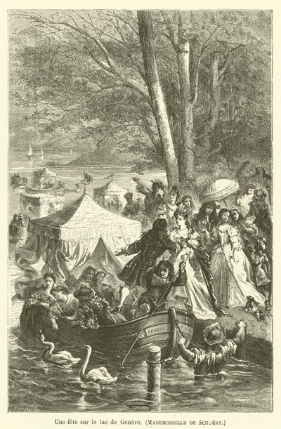 A Party on Lake Geneva, Mademoiselle de Scudery by after Emile Antoine Bayard
