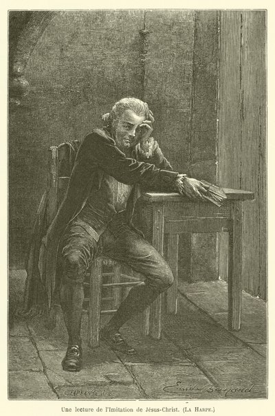 A Reading of The Imitation of Christ, La Harpe by after Emile Antoine Bayard