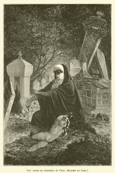 A Widow at the Cemetery of Pera, Maxime du Camp by after Emile Antoine Bayard