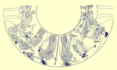 The Judgement of Paris, illustration from Greek Vase Paintings by J. E. Harrison and D. S. MacColl, published 1894 by after English School