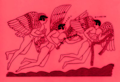 Three Winged Love Gods, illustration from Greek Vase Paintings by J. E. Harrison and D. S. MacColl, published 1894 by after English School