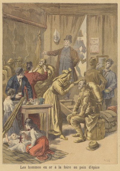 Men Being Painted Gold Before the Easter Gingerbread Fair by after Frederic Theodore Lix