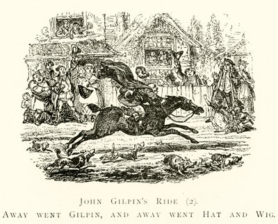 John Gilpins Ride (2), Away went Gilpin, and away went Hat and Wig by after George Cruikshank