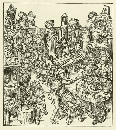 Bourgeois life in the Middle Ages by after German School