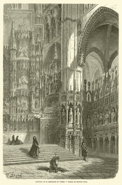 Interior of the Cathedral of Toledo by Gustave after Dore
