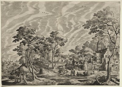 Landscape with a Chateau at the right by after Hans Bol