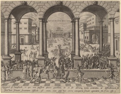 The Massacre under the Roman Triumvirate by after Hans Vredeman de Vries