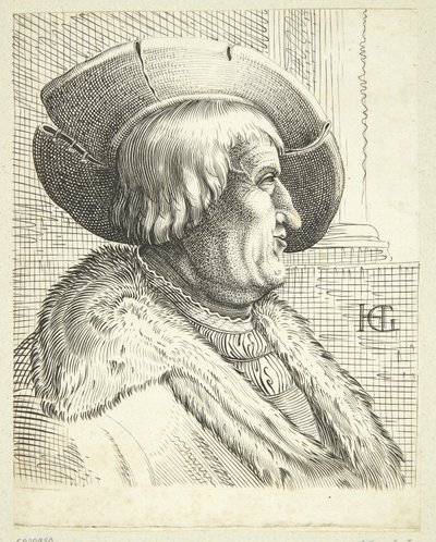 Fantasy Portrait of an Old Man with Hat in Profile by after Hendrick Goltzius