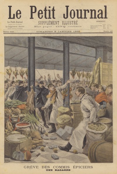 A scuffle during a strike by grocers clerks by after Henri Meyer