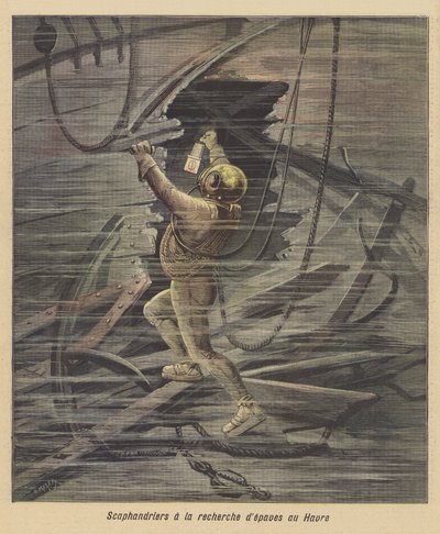 Divers Searching a Wreck at Le Havre by after Henri Meyer