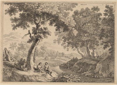 Satyr Family Seated under a Tree by after Herman van Swanevelt