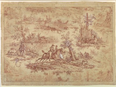 Cartoon for Cotton Printed Textile, La Route de Jouy by after Horace Vernet