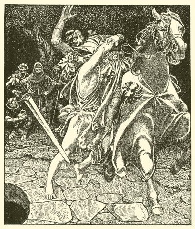 Sir Kay and the Forest Madman by after Howard Pyle