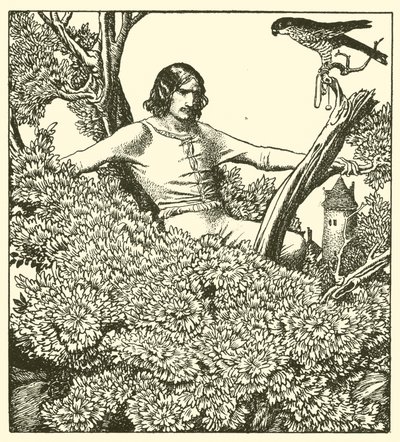 Sir Launcelot climbs to catch the lady