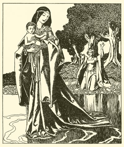 The Lady Nymue bears away Launcelot into the Lake by after Howard Pyle