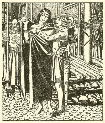 Tristram succors the Lady Moeya by after Howard Pyle