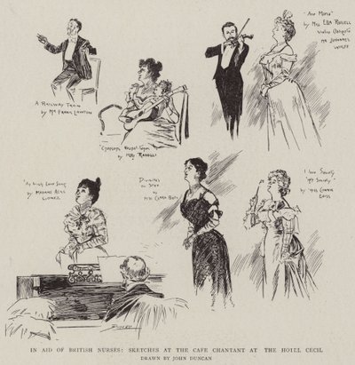 In Aid of British Nurses, Sketches at the Cafe Chantant at the Hotel Cecil by after John Duncan