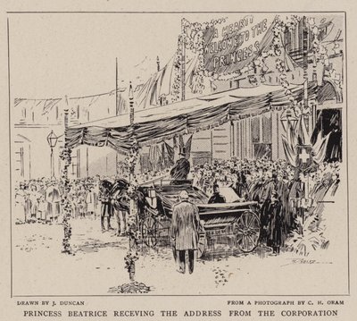 Princess Beatrice receiving the Address from the Corporation by after John Duncan